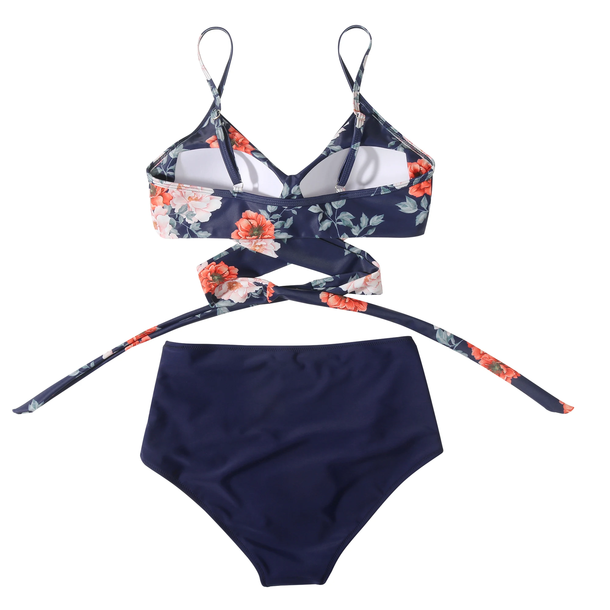 High Waist Sexy Bikini Set 2024 Biquini Swimwear Women Two Pieces Swimsuit Floral Beachwear V-Neck Bathing Suits Female