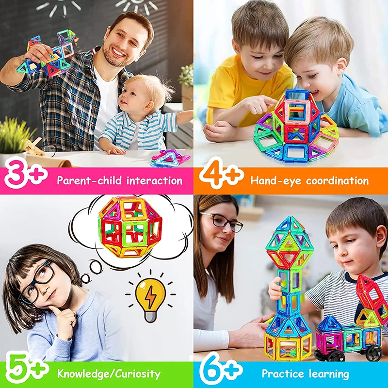 Kids Magnetic Building Blocks – STEM Set (64-184 Pcs) - Image 5