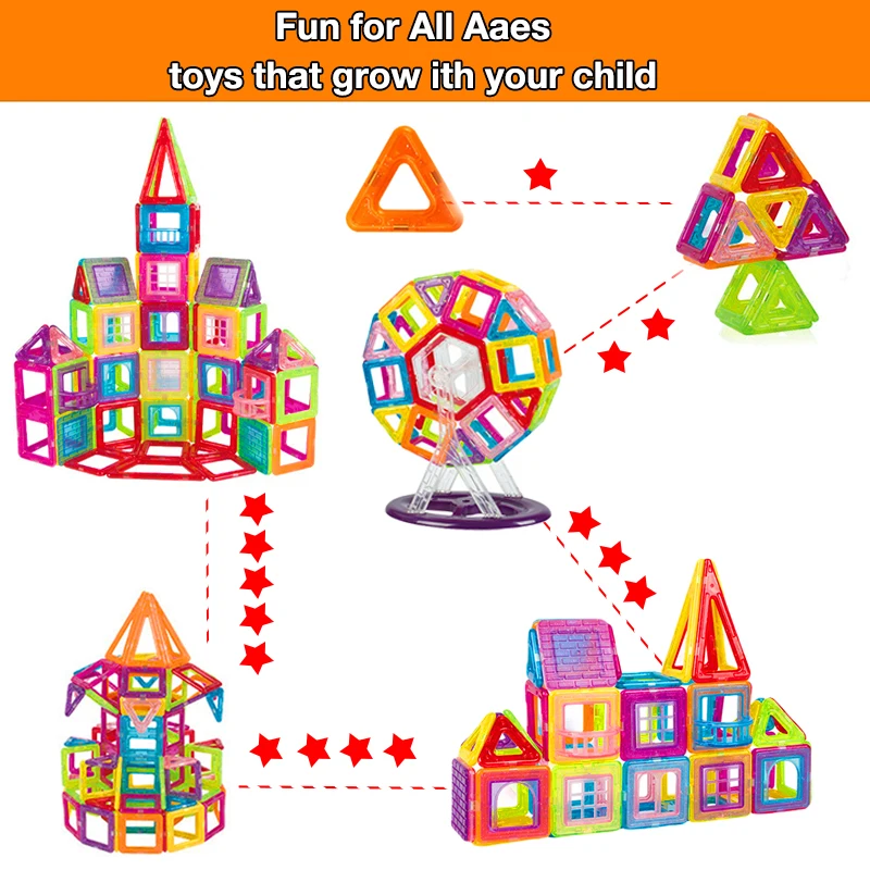 Kids Magnetic Building Blocks – STEM Set (64-184 Pcs) - Image 3
